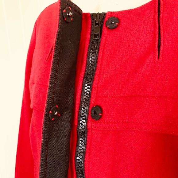🌱 COUNTRY ROAD Sz L Red Wool Military Style Coat - Picture 5 of 12